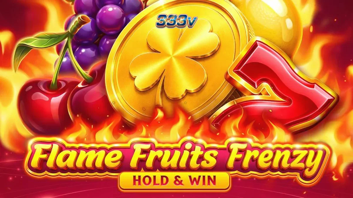 Tampilan visual slot Flames Fruits Frenzy Hold and Win dengan simbol buah yang menyala.