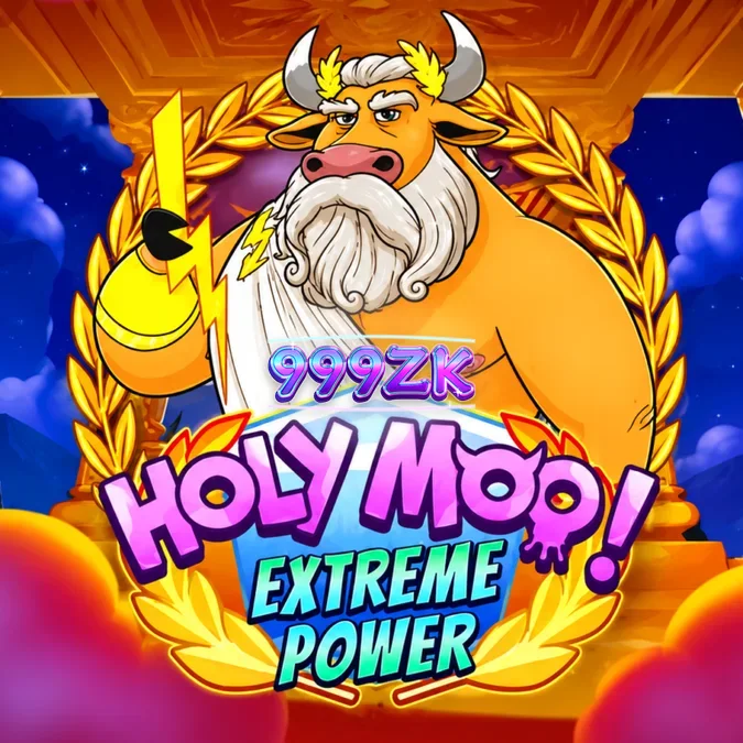 Tampilan grid 6x6 dalam slot Holy Moo! Extreme Power dengan tema dewa sapi