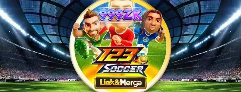 Tampilan antarmuka permainan slot 123 Soccer Link&Merge dengan fitur Cluster Pays